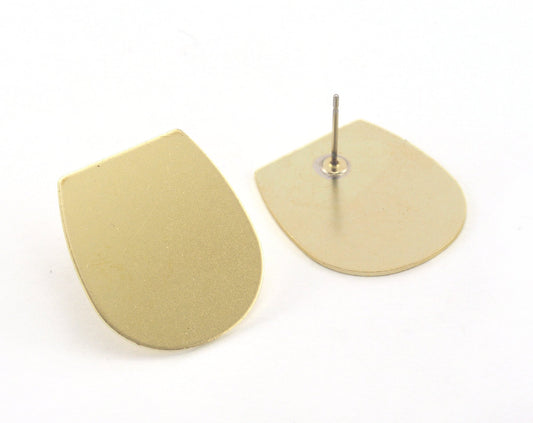 Earring Stud Posts Semi circle raw brass 25mm 3752