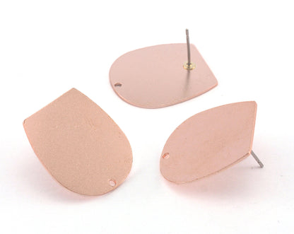 Earring Stud Posts Semi circle raw copper25mm 3729