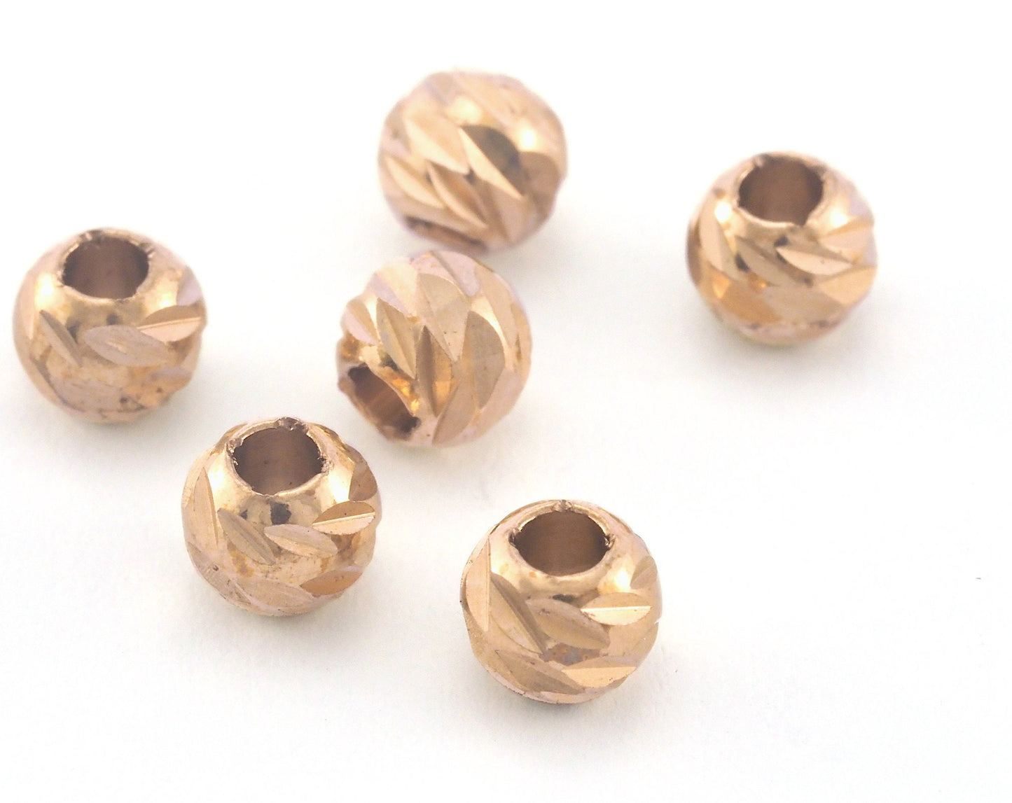 Streaked Beads Faceted raw Brass Sphere 5mm (hole 2mm 12 gauge) Charms Findings spacer beads bab2 oz3758