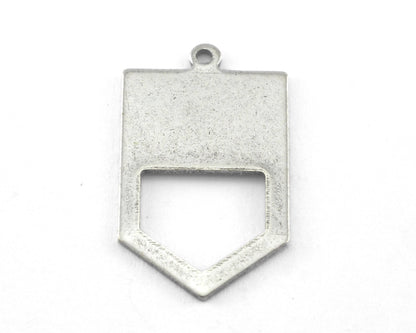 Irregular pentagon Antique Silver Plated brass 15x26.5 hole necklace ,charms, ,findings 3761-160