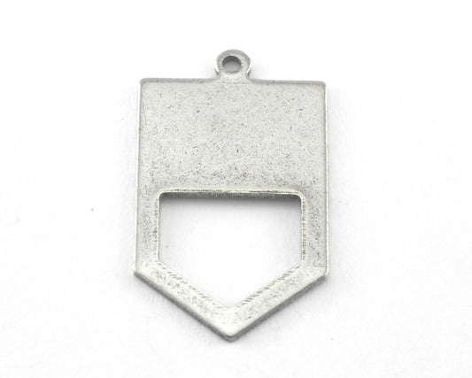 Irregular pentagon Antique Silver Plated brass 15x26.5 hole necklace ,charms, ,findings 3761-160