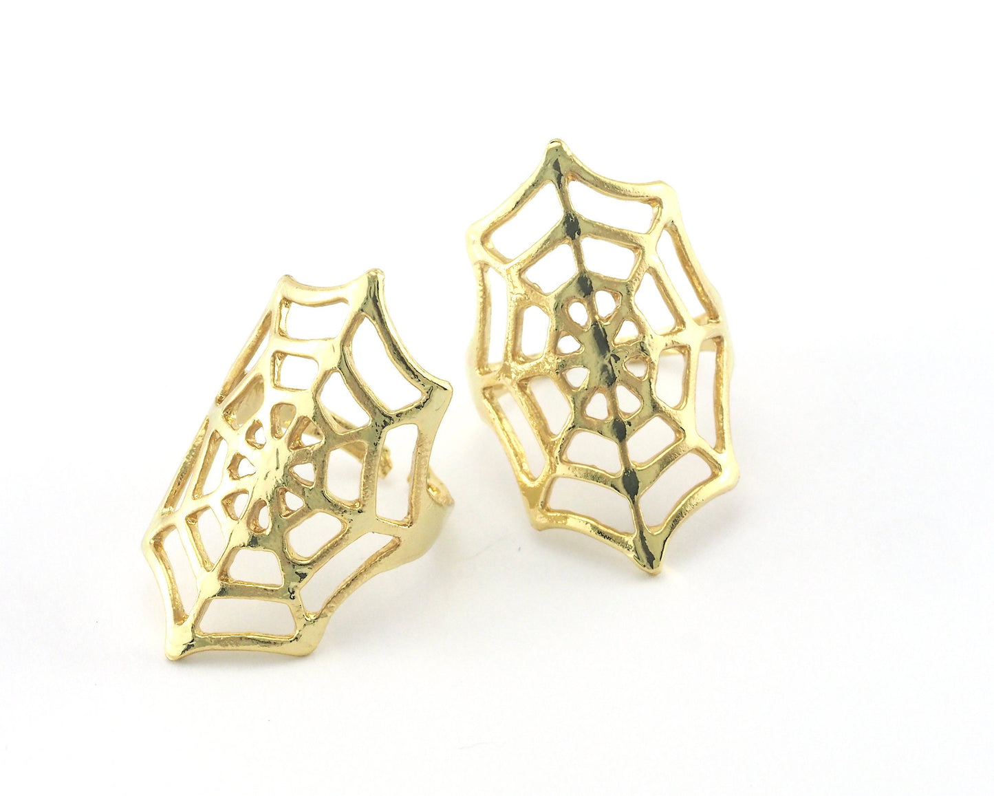 Spider Web Adjustable Ring Shiny Gold Plated brass (19.5mm 9.5US inner size) OZ2734