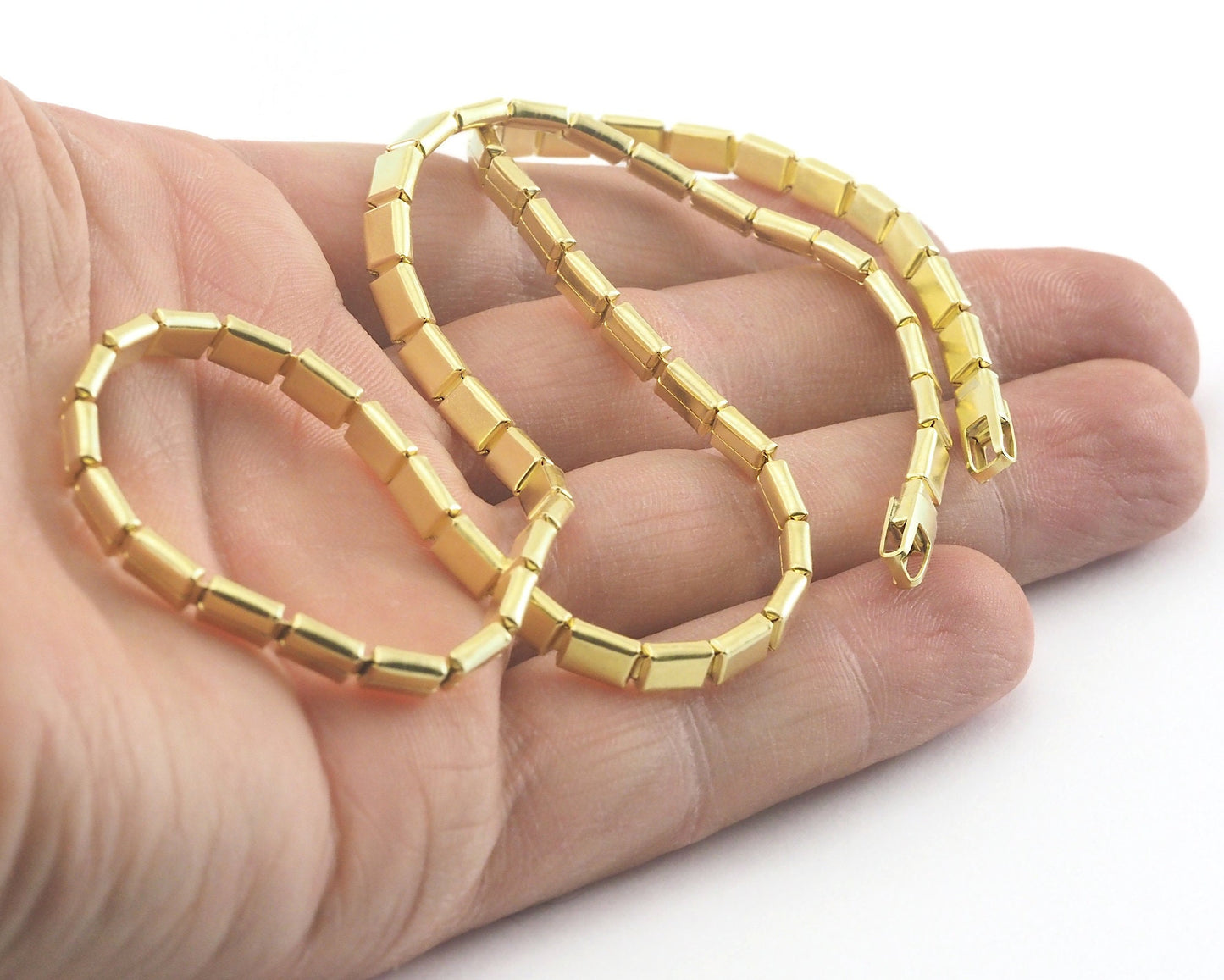 Bracelet Necklace for jewelry Box Chain with chain ends 40-45-50cm length Raw brass 4mm OZ3837