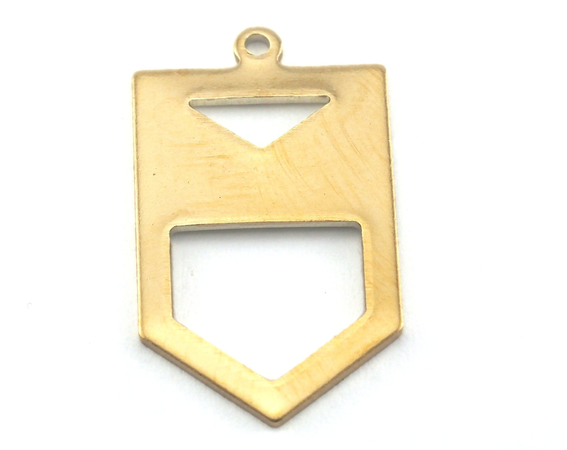 Irregular pentagon raw brass 15x26.5 hole necklace ,charms, ,findings 3765-146