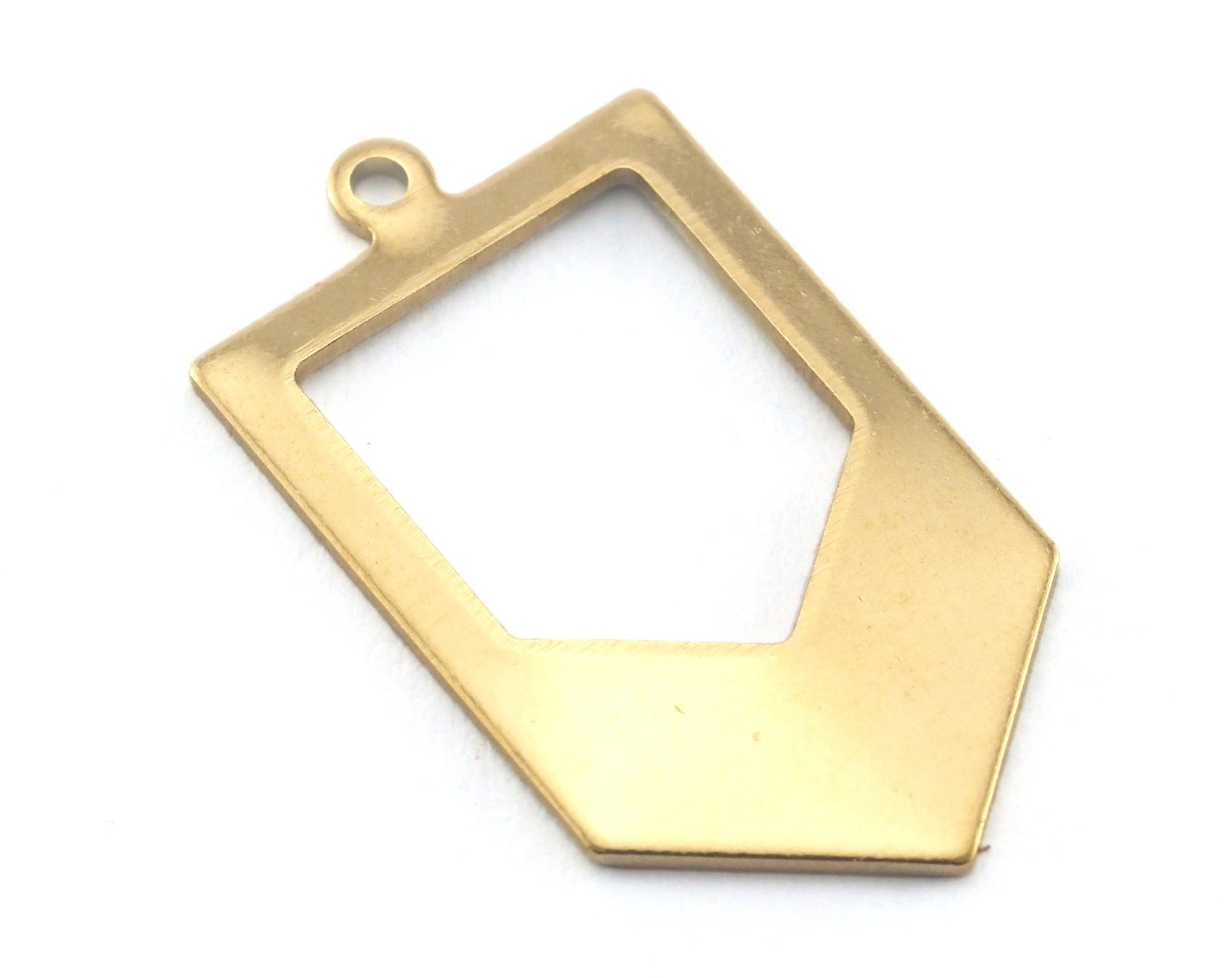 Irregular pentagon raw brass 15x26.5 hole necklace ,charms, ,findings 3775-125