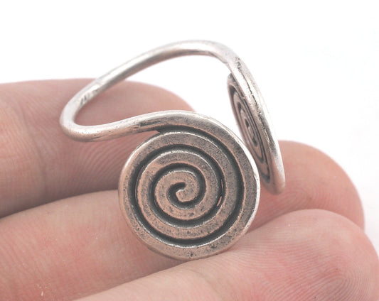 Spiral Ring Antique Silver Plated Adjustable Ring brass (18mm 8US inner size) Oz3191