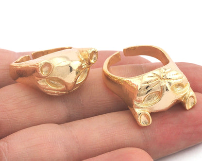 Cat Ring Adjustable Gold Plated brass (18mm 8US inner size) Oz3685