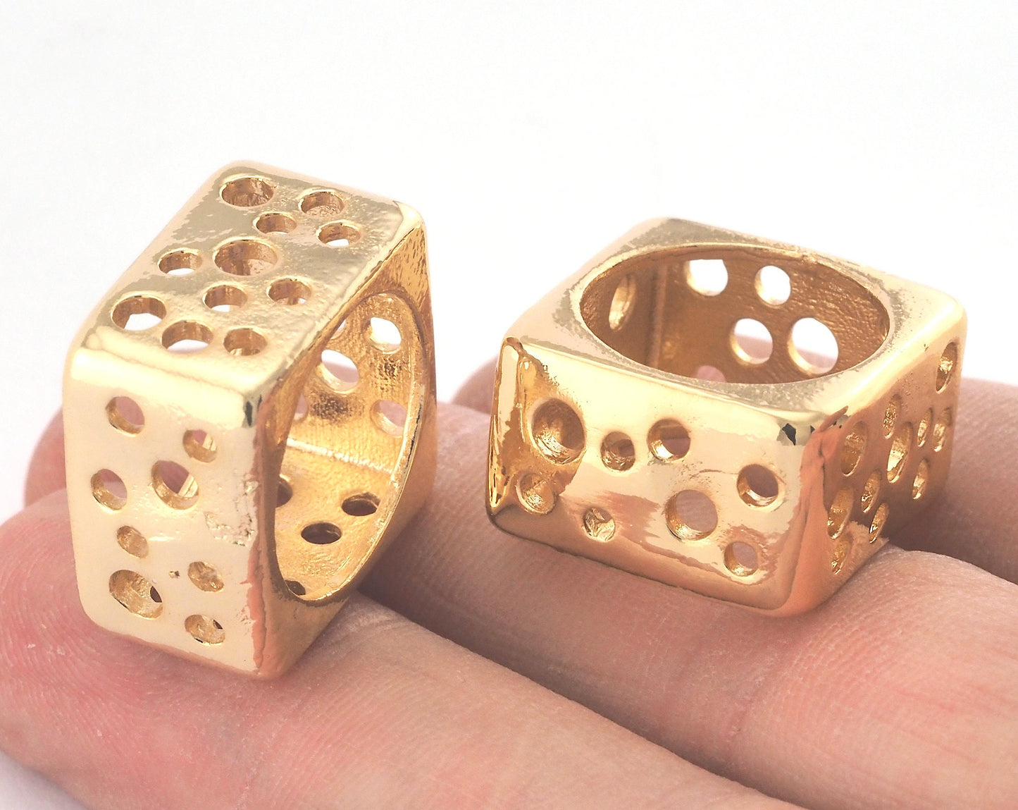 Square Cube Ring Perforated Gold plated brass (Optional Size) Oz3694-3695-3696