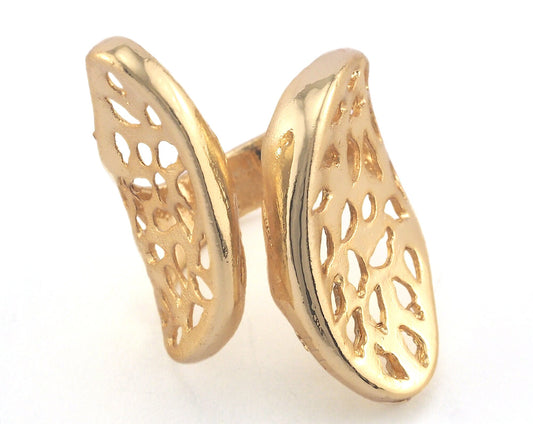 Sail - Wings Ring Adjustable Ring Gold Plated brass (18.5mm 8.5US inner size) Oz3693