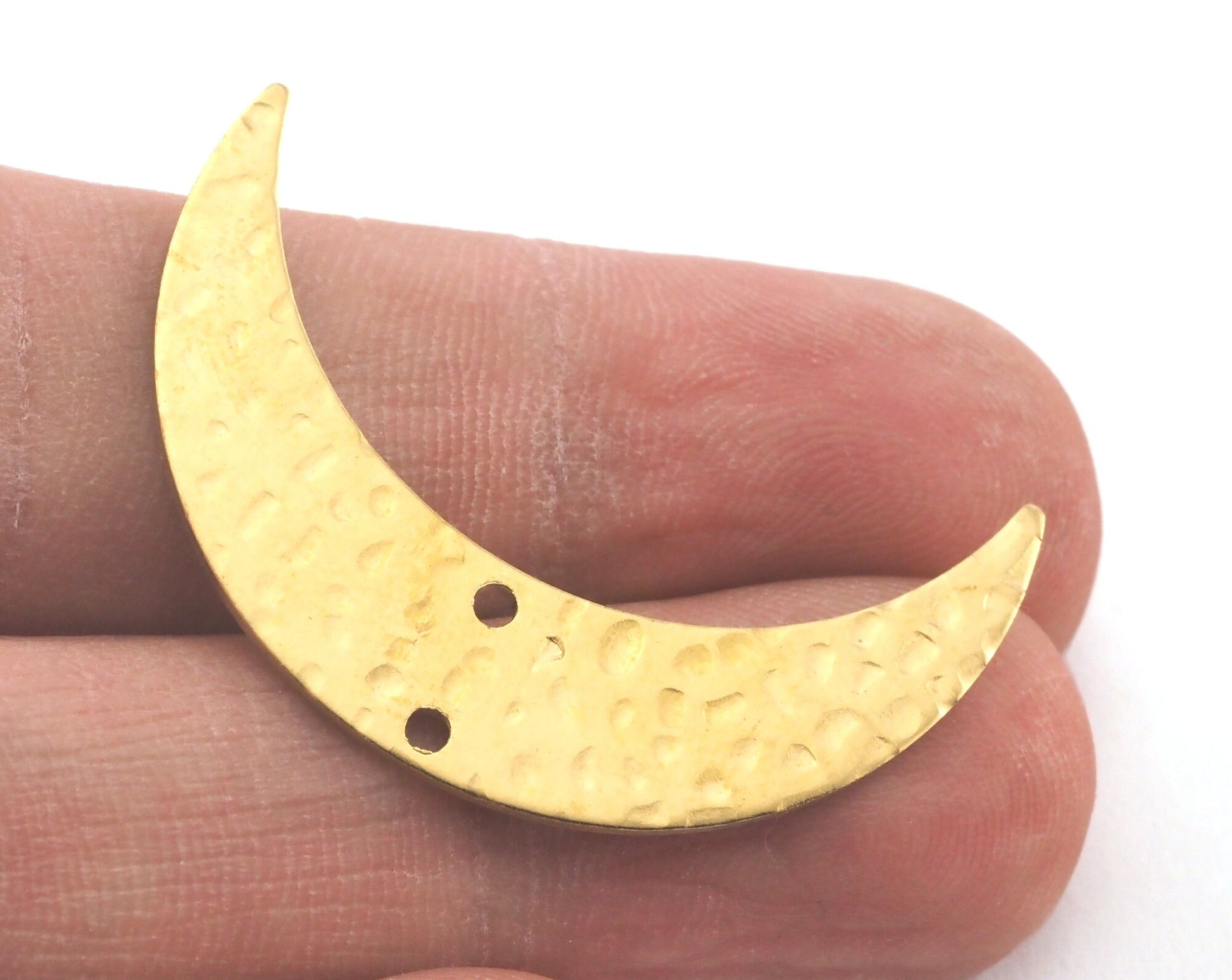 Crescent Moon Hammered , Raw Brass, Antique Silver, Sterling Steel, Copper 35.5mm pendant Findings Charms OZ2785-220