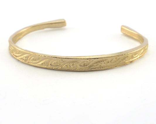 Adjustable Bracelet Raw Brass Waves Texture (61mm inner size - Adjustable ) OZ3777