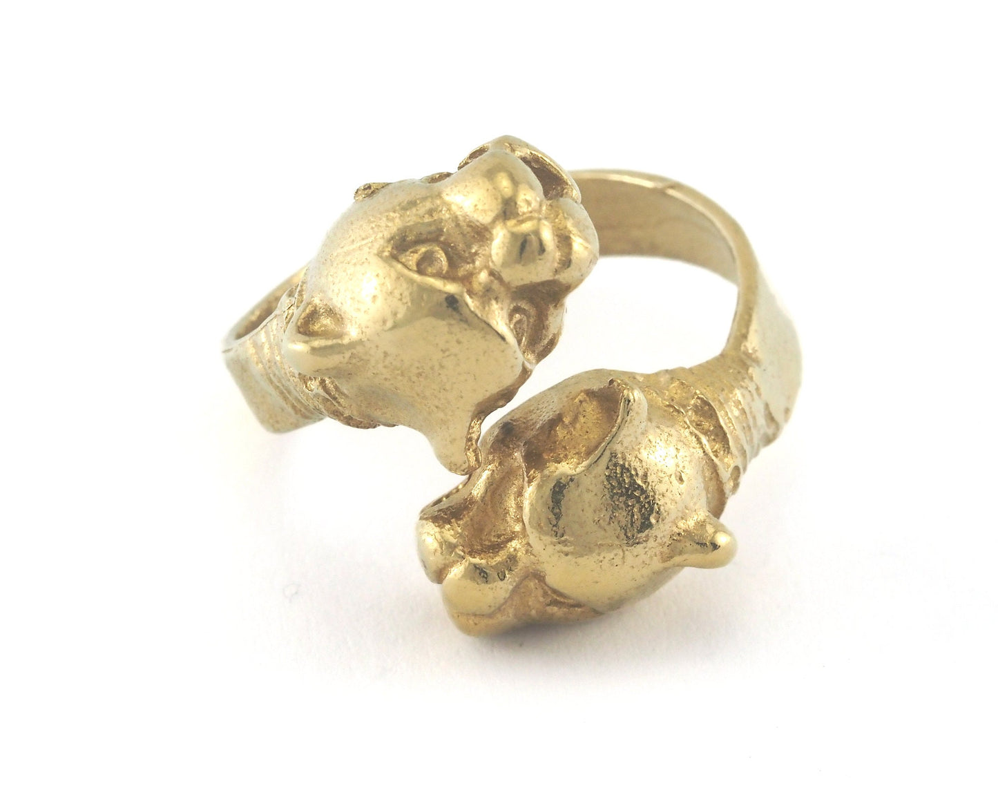 Dog Pitbull Head Ring Adjustable Ring Raw Brass (19mm 9US inner size) OZ3839