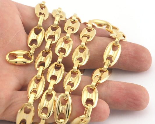 Oval Link Chain Gold Plated Alloy 17x10mm OZ281