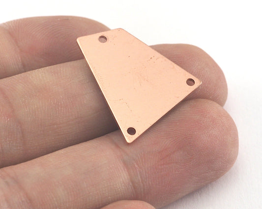 Quadrilateral Rectangle Trapezoid Rectangle 3 hole raw copper 23x21mm charms , findings connector (Optional Holes) R129-235