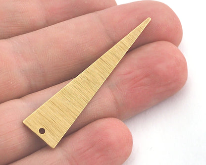 Brushed Long Triangle streaked raw brass 50x11mm (0.8mm thickness) 1 hole charms findings OZ3787-200