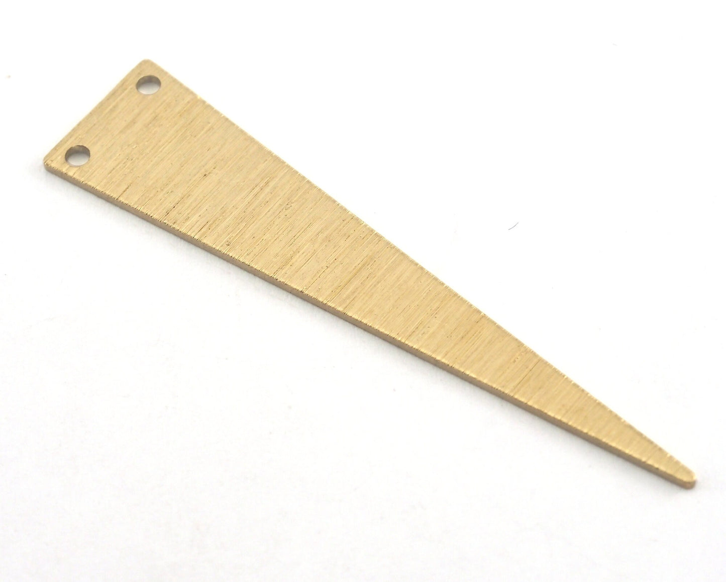 Brushed Long Triangle streaked raw brass 50x11mm (0.8mm thickness) 2 hole charms findings OZ3788-200