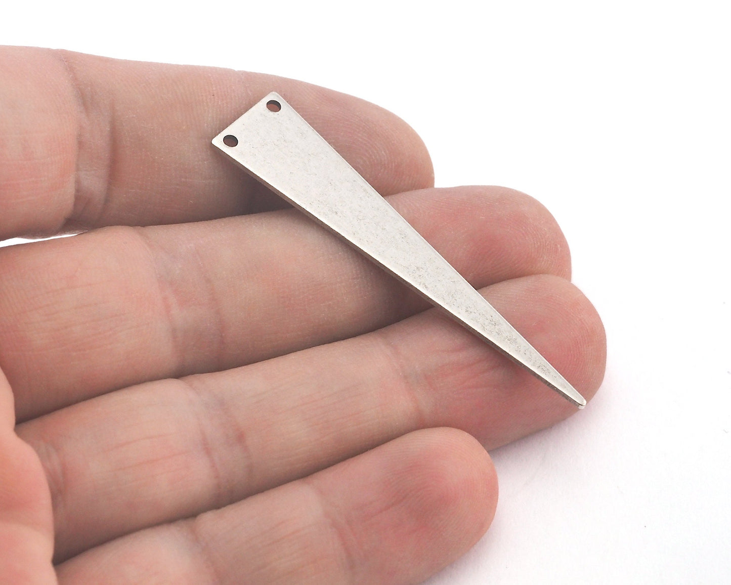 Long Triangle Antique Silver, Black Painted Raw brass 50x11mm 2 hole charms blanks findings 3739-200