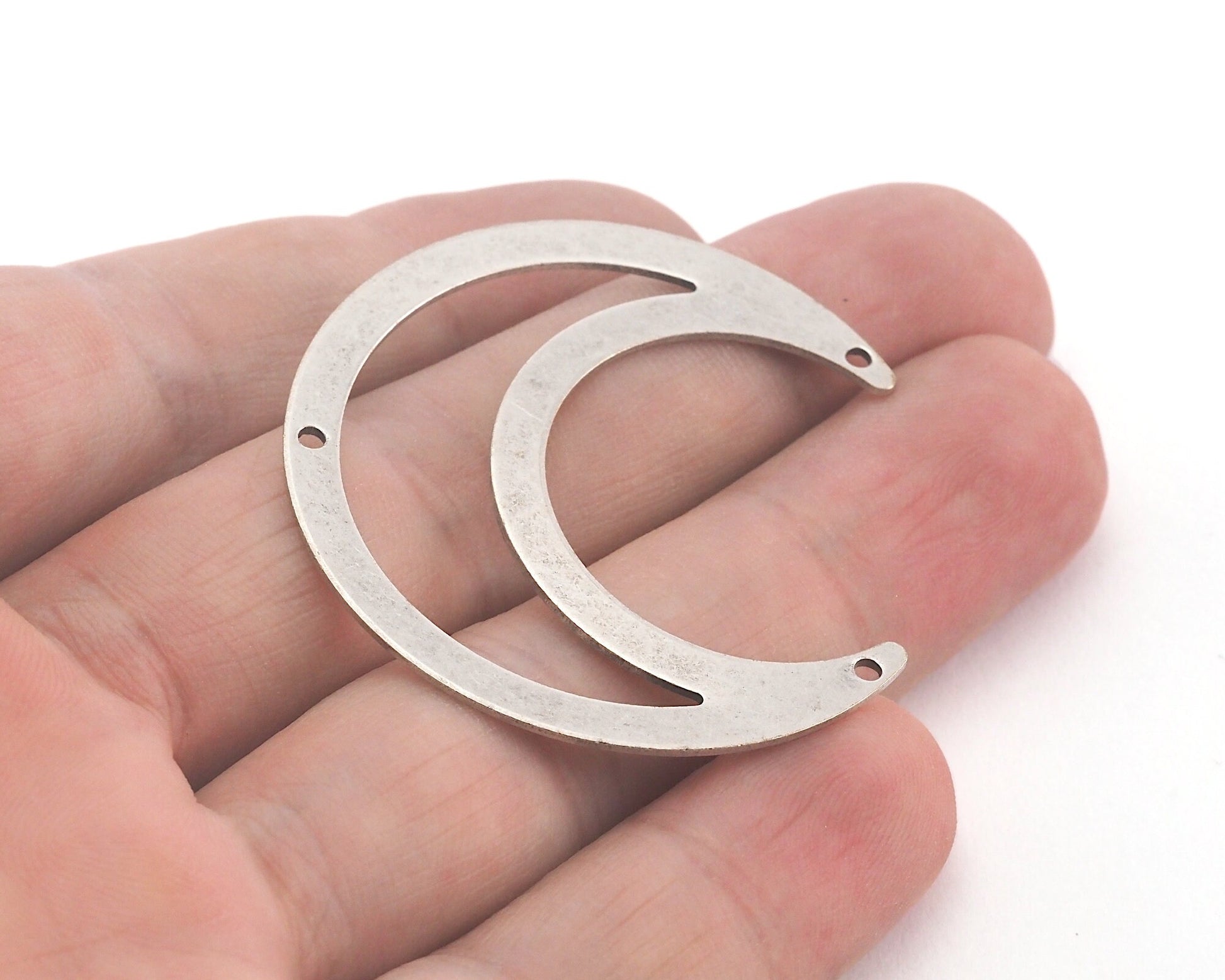 Crescent Connector Charms Antique Silver Plated Brass 3 Holes 42x39mm 0.8mm thickness Findings OZ3746-335