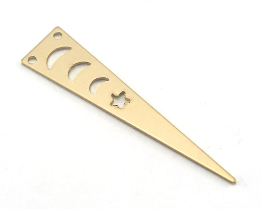 Long Triangle raw brass 50x11mm (0.8mm thickness) (optional holes) 2 hole charms blanks findings OZ3794-180