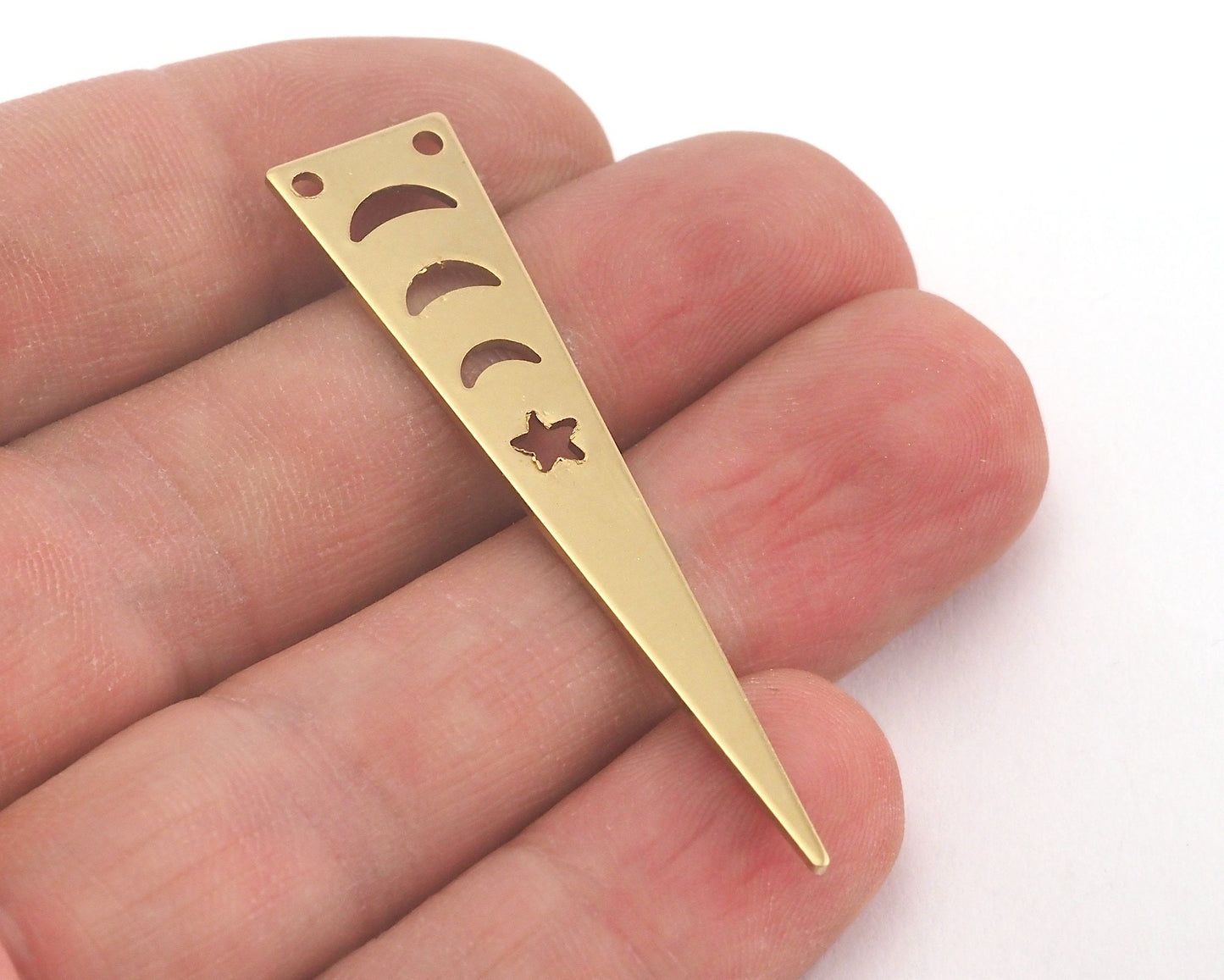 Long Triangle raw brass 50x11mm (0.8mm thickness) (optional holes) 2 hole charms blanks findings OZ3794-180