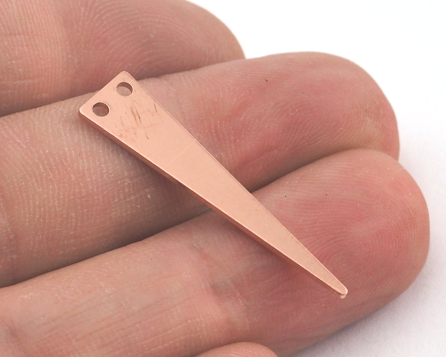 Triangle raw copper 32x7mm (0.8mm thickness) 2 hole charms findings OZ3795-90