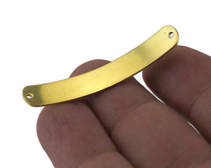 Curved Oblong Rectangle Blank stamping, name tag for bracelets 44x8mm (0.8mm thickness) raw brass 2 hole 3101-235