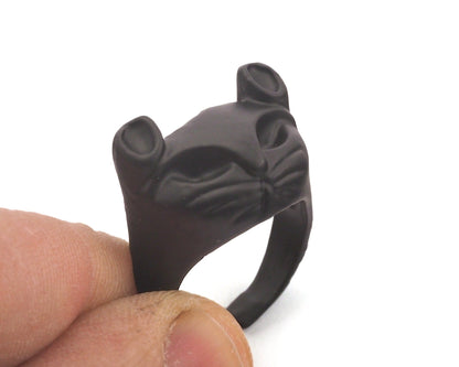 Cat Ring Adjustable Black Painted brass (18mm 8US inner size) Oz3685