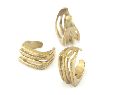 Stripes Adjustable Ring 22mm Raw Brass (17mm 7US inner size) OZ3840