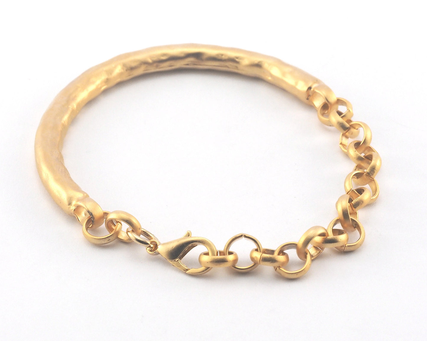 Hammered Bracelet 1 pc 65mm gold plated 8" alloy bracelet 864