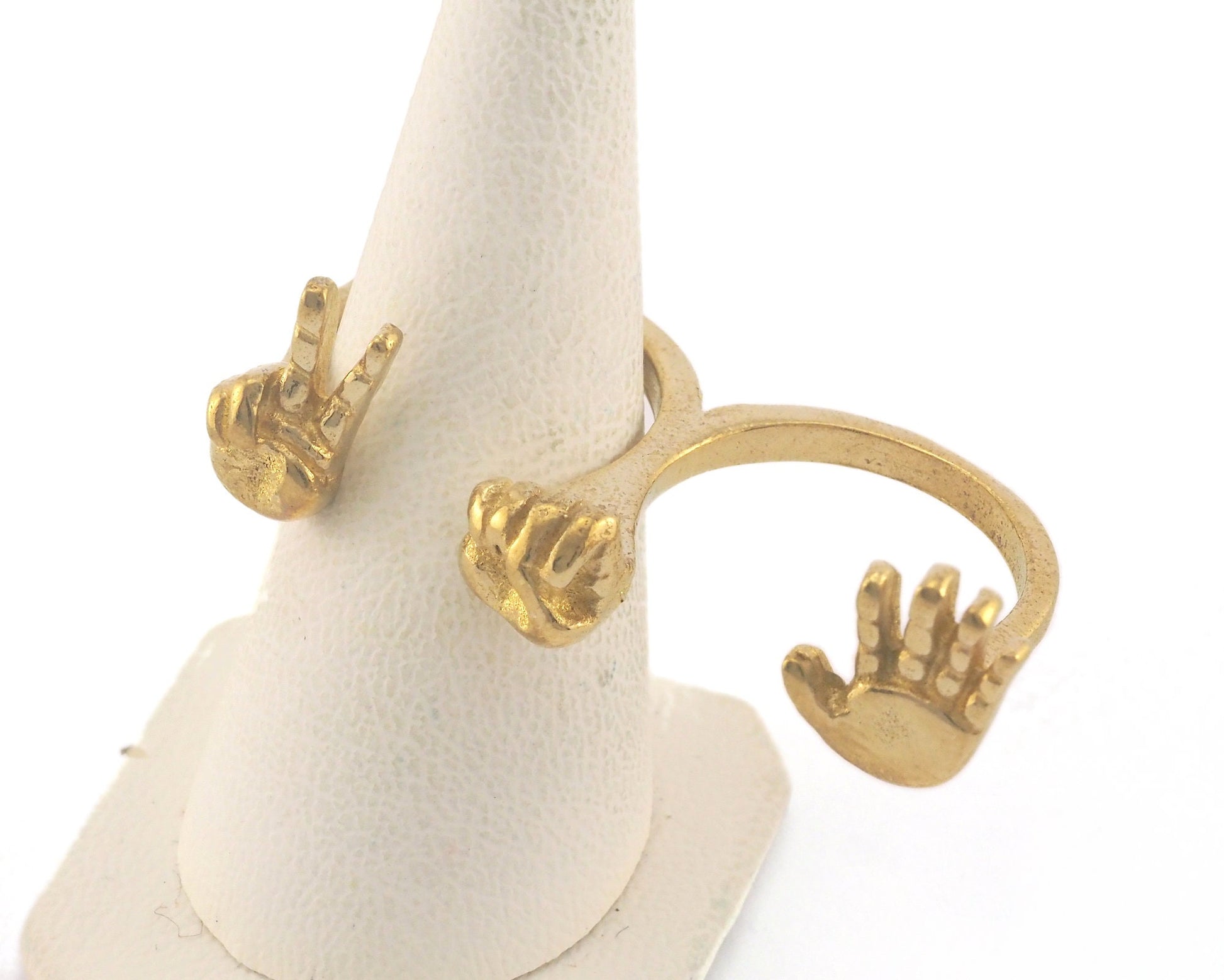 Rock paper scissors Adjustable Raw Ring brass (18mm 8US inner size) OZ3807