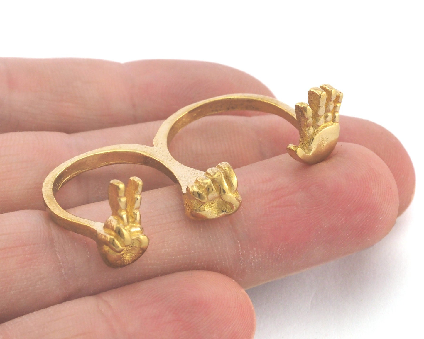 Rock paper scissors Adjustable Raw Ring brass (18mm 8US inner size) OZ3807