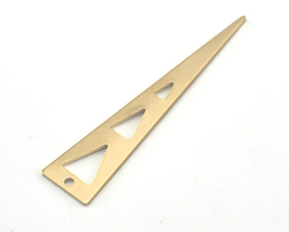 Long Triangle raw brass 50x11mm (0.8mm thickness) (optional holes) one hole charms blanks findings OZ3809-170