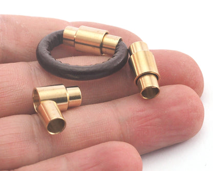 Magnetic clasp leather cord 17x7mm 0.669"x0.275" Raw Brass 5mm 0.1968" MCL5 3811