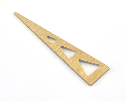 Brushed Long Triangle streaked raw brass 50x11mm (0.8mm thickness) Without hole charms findings OZ3808-170