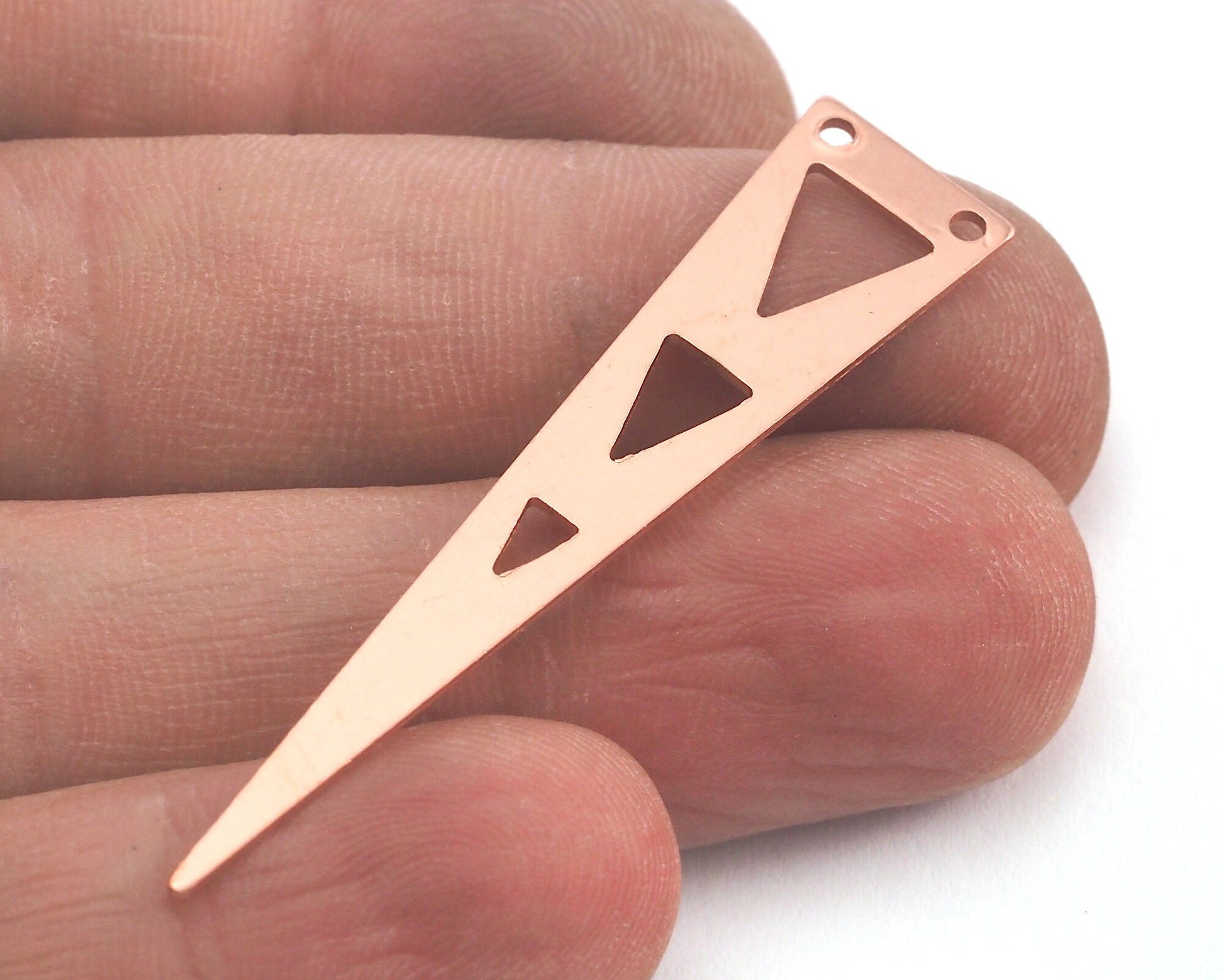 Long Triangle raw Copper 50x11mm (0.8mm thickness) 2 hole charms blanks findings OZ3810-170