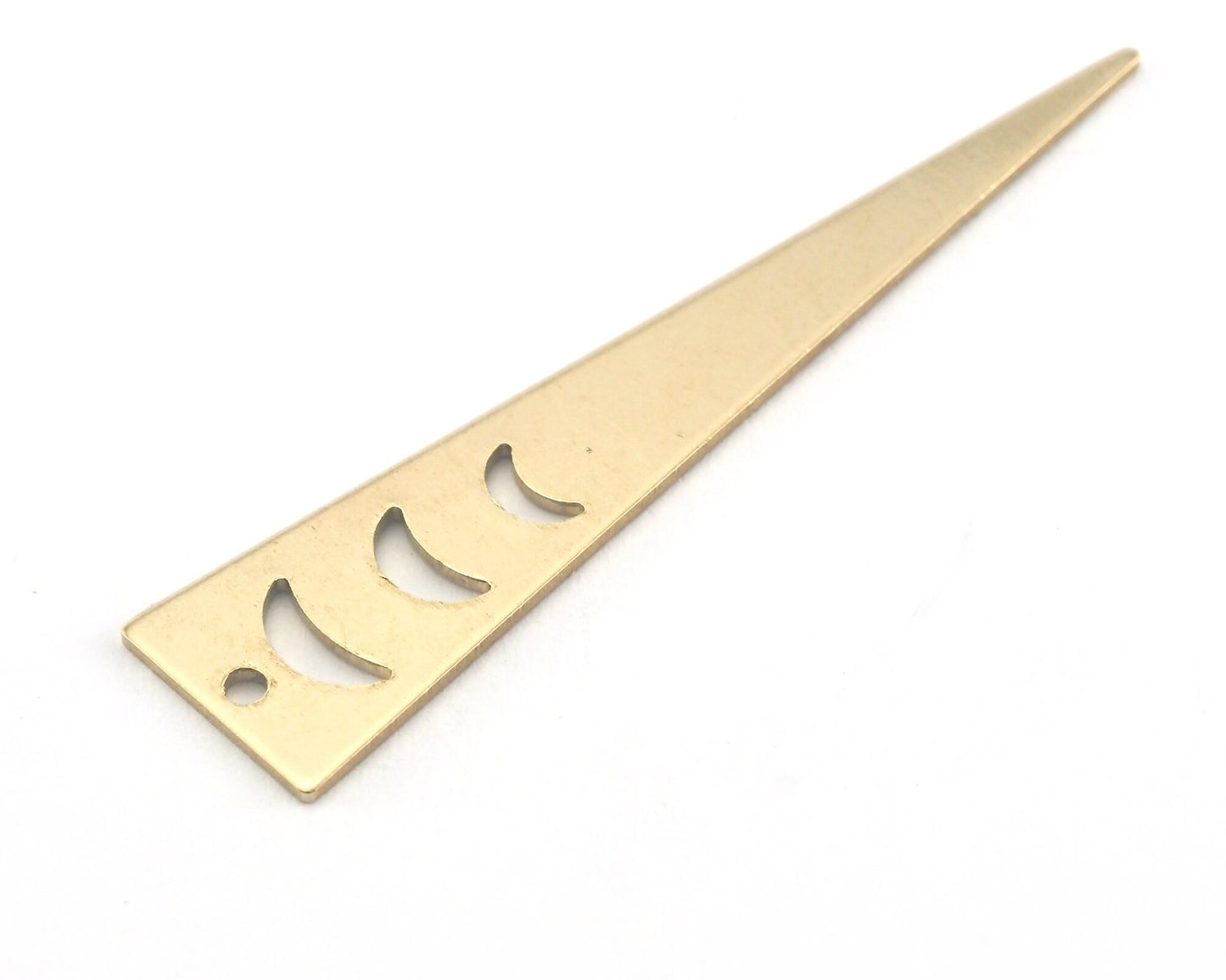 Long Triangle Crescent raw brass 50x11mm (0.8mm thickness) 1 hole charms blanks findings OZ3813-185