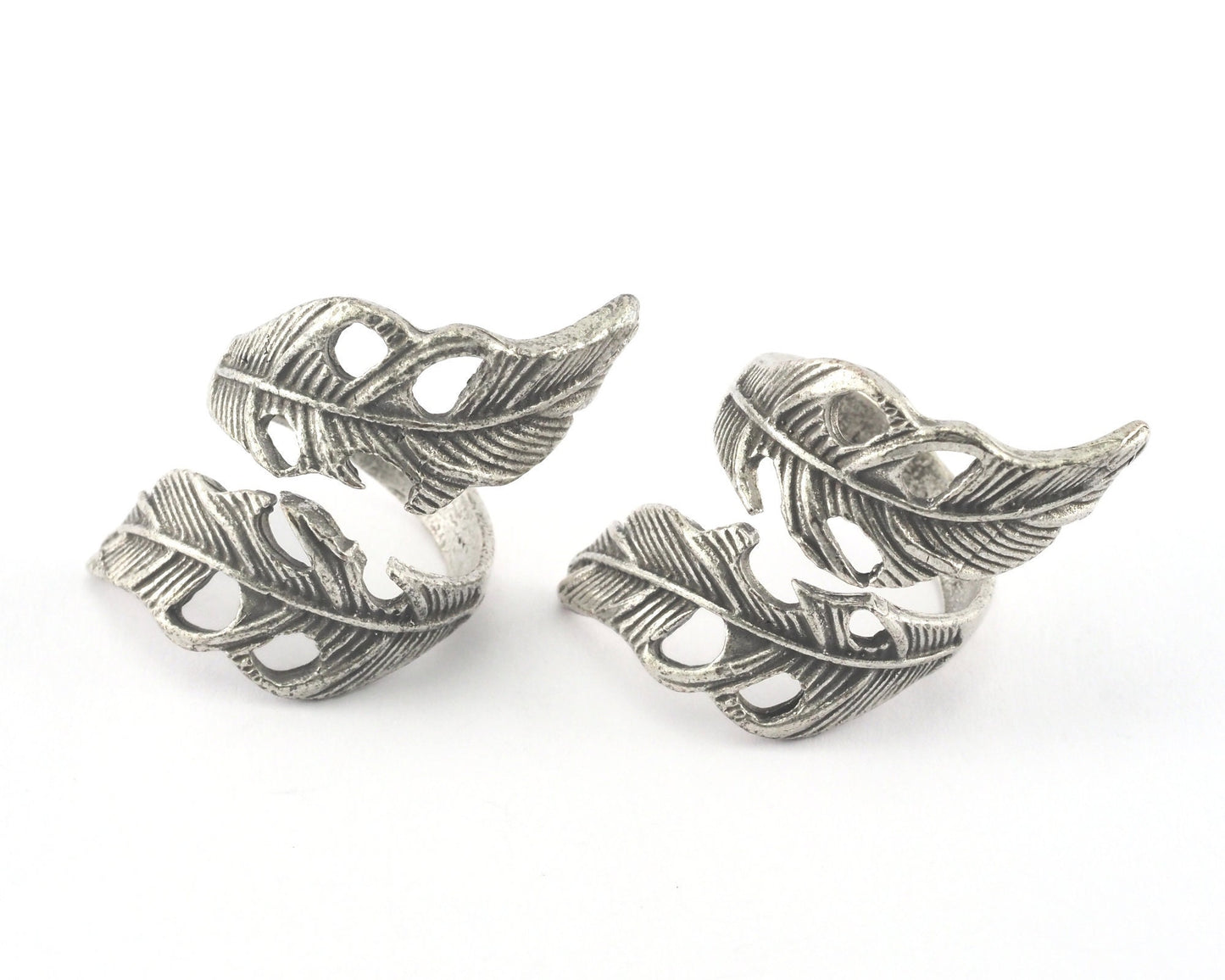 Leaf Ring Adjustable Antique Silver Plated brass (20mm 10.5US inner size ) OZ2632