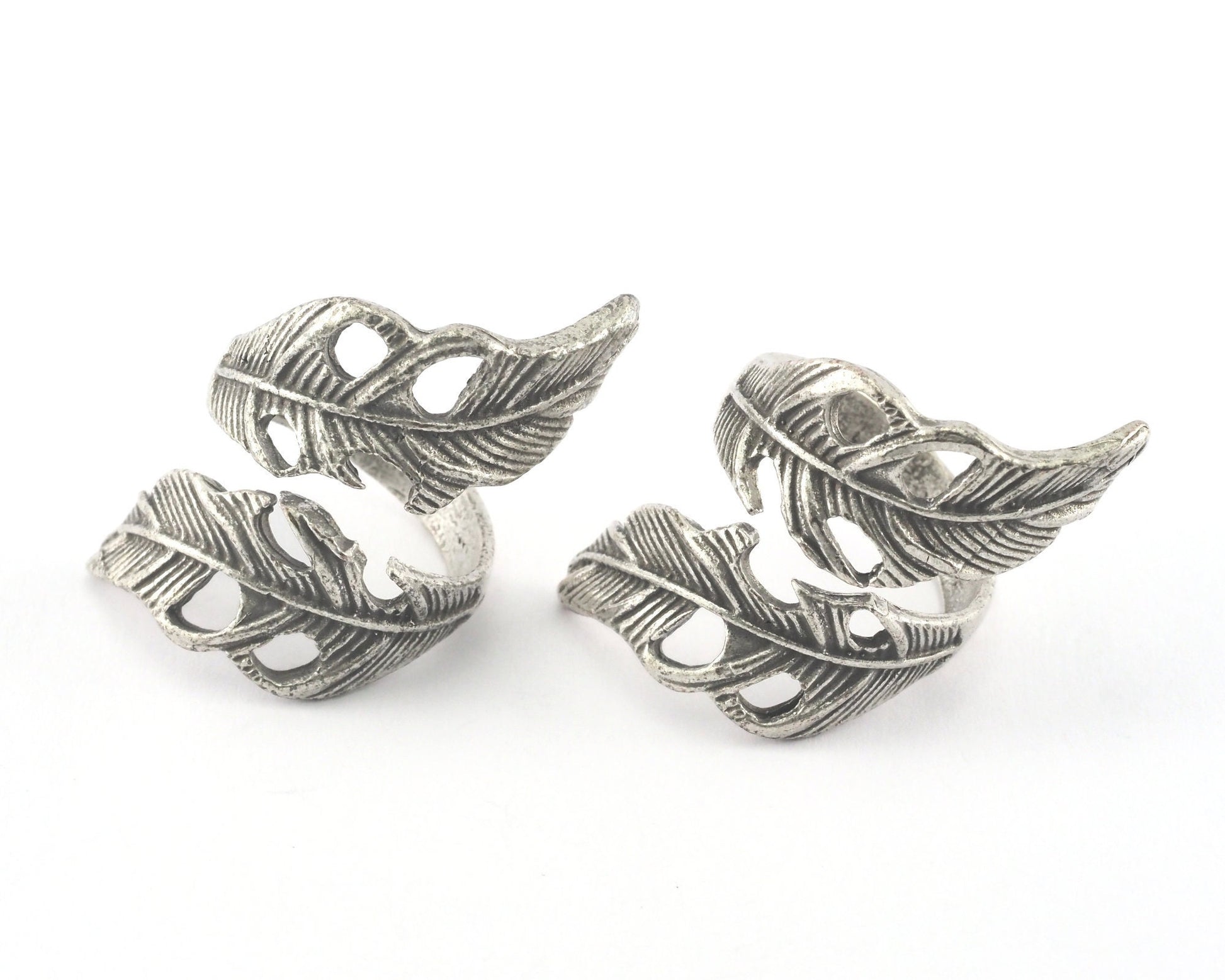 Leaf Ring Adjustable Antique Silver Plated brass (20mm 10.5US inner size ) OZ2632