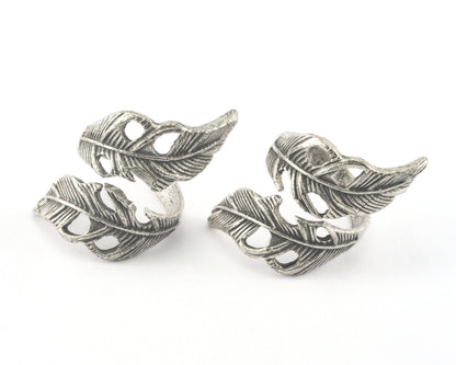 Leaf Ring Adjustable Antique Silver Plated brass (20mm 10.5US inner size ) OZ2632