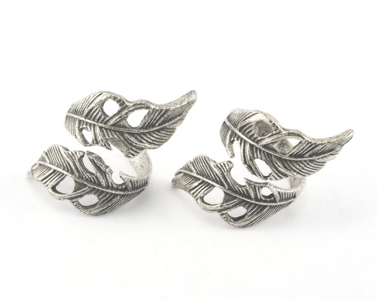 Leaf Ring Adjustable Antique Silver Plated brass (20mm 10.5US inner size ) OZ2632