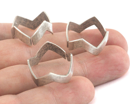 Ring antique silver plated brass adjustable chevron knuckles ring (hole 19mm US9 ) 2141