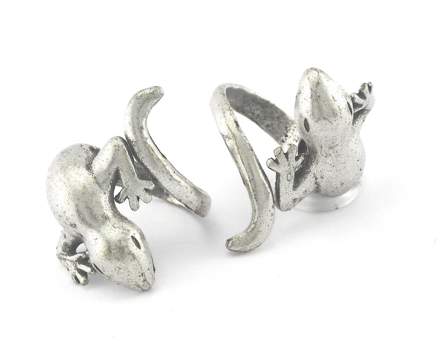 Lizard Animal Adjustable Ring Antique silver plated Brass (18mm 7.5US inner size - Adjustable ) OZ3846