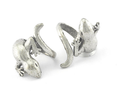 Lizard Animal Adjustable Ring Antique silver plated Brass (18mm 7.5US inner size - Adjustable ) OZ3846