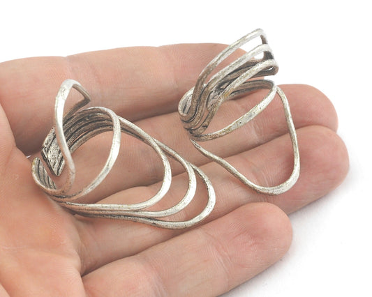 Ring Statement Adjustable Ring Antique silver plated brass (20mm 10US inner size) OZ3847