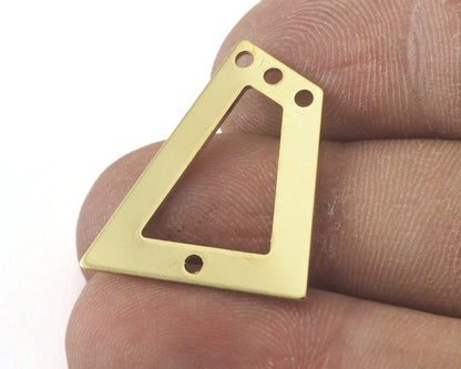 Trapezoid Rectangle 4 hole raw brass 23x21mm charms , findings (Optional Holes) R107-150