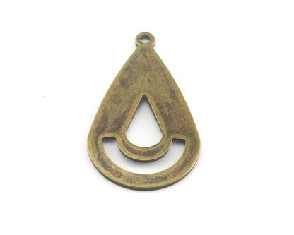 Drop Shape Tag Charms one hole 16x27.5mm (0.8mm) antique bronze plated brass charms findings earring OZ3764-142