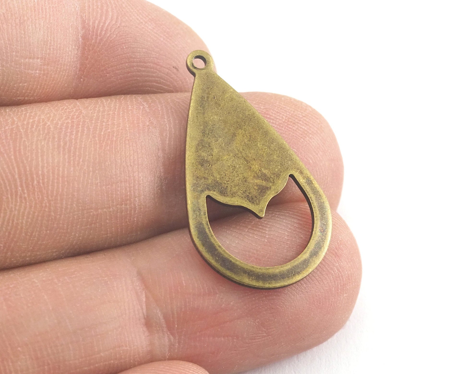 Drop Shape Tag Charms one hole 16x27.5mm (0.8mm) Antique Bronze Plated brass charms findings earring OZ3766-143