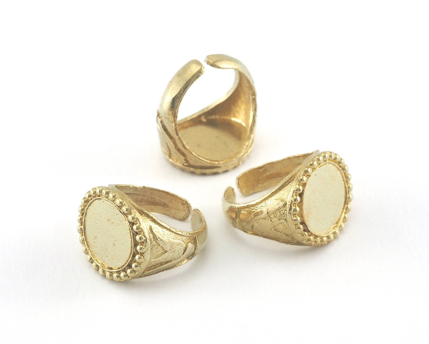 Signet Ring Adjustable Ring Bezel Blank - Raw brass (17mm 6.5US inner size - Adjustable ) OZ3853