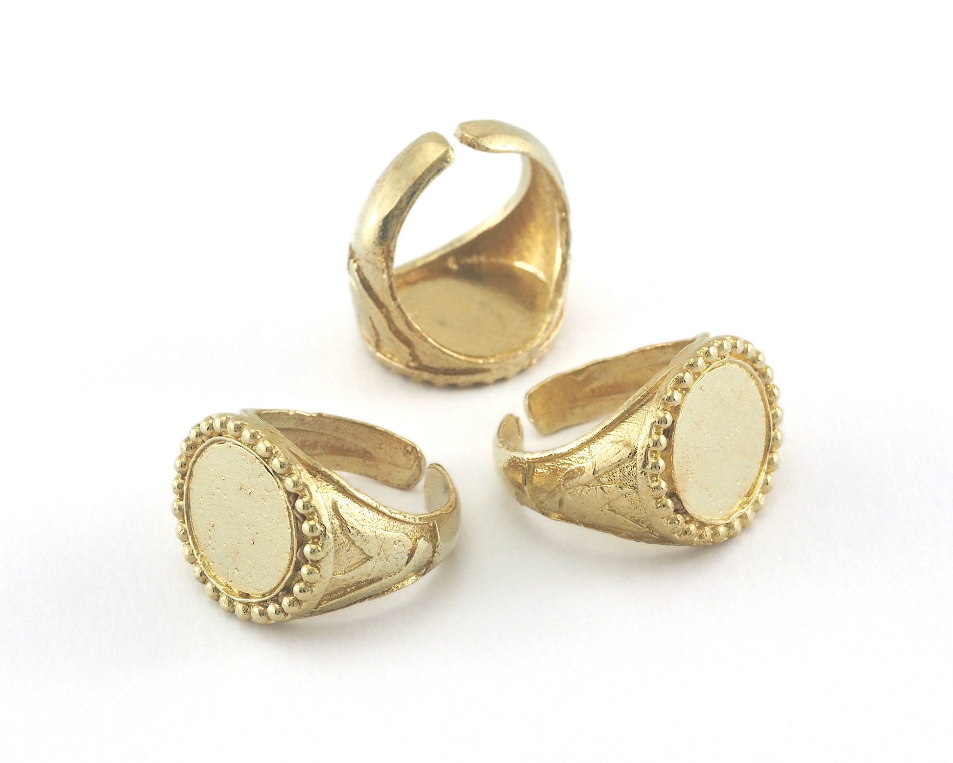 Signet Ring Adjustable Ring Bezel Blank - Raw brass (17mm 6.5US inner size - Adjustable ) OZ3853