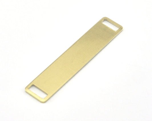 Rectangle Stamping Blank, Bar Necklace with Holes, Tag for Stamping, 2 hole raw brass 10x50mm OZ3816-320